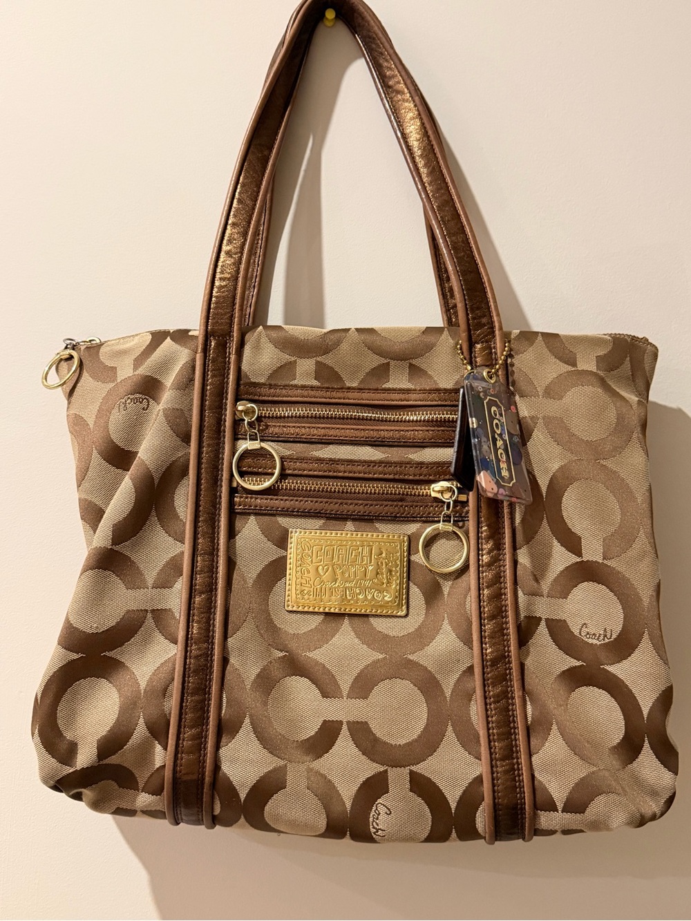 Vintage Coach Brown Signature Canvas Tote Bag  - L0985